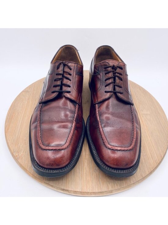 Vintage Santoni Shoes Mens 8.5 Brown Leather Plain Toe Dress Oxfords Italy main image 6